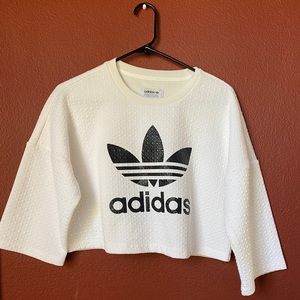 white adidas crop top